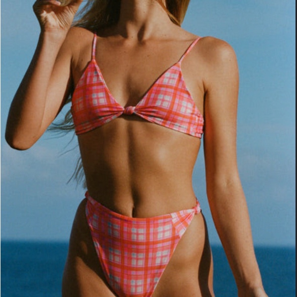 XS Pink Plaid Bikini Set